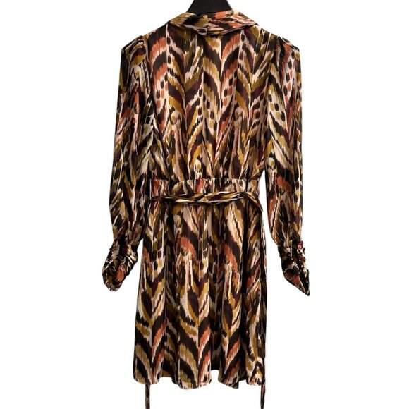 Julia Jordan Dress Womens 4 Multicolor Faux Wrap Chiffon Mini Puff Sleeve Modern - Picture 2 of 10
